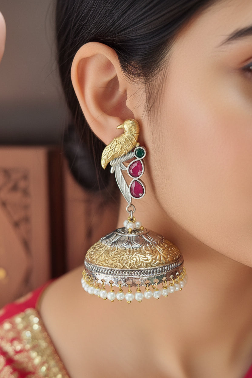 Sitaara Dual tone Brass Jhumka