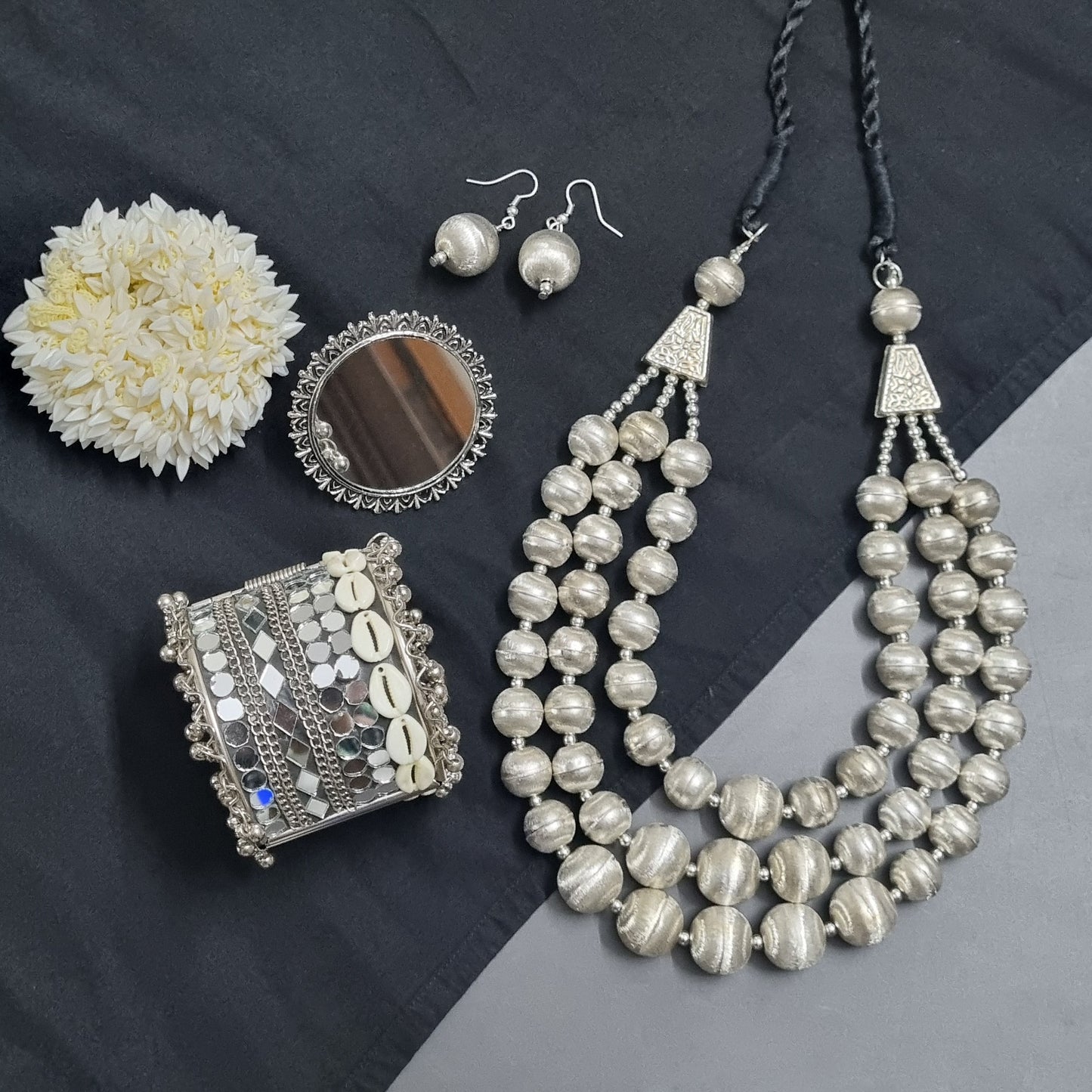Silver Oxidised Jewellery Combo Set