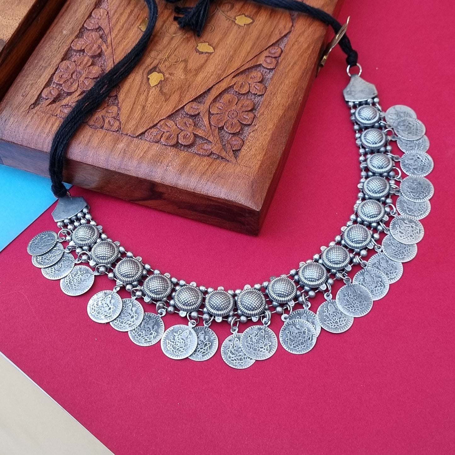 Oxidised coin Choker
