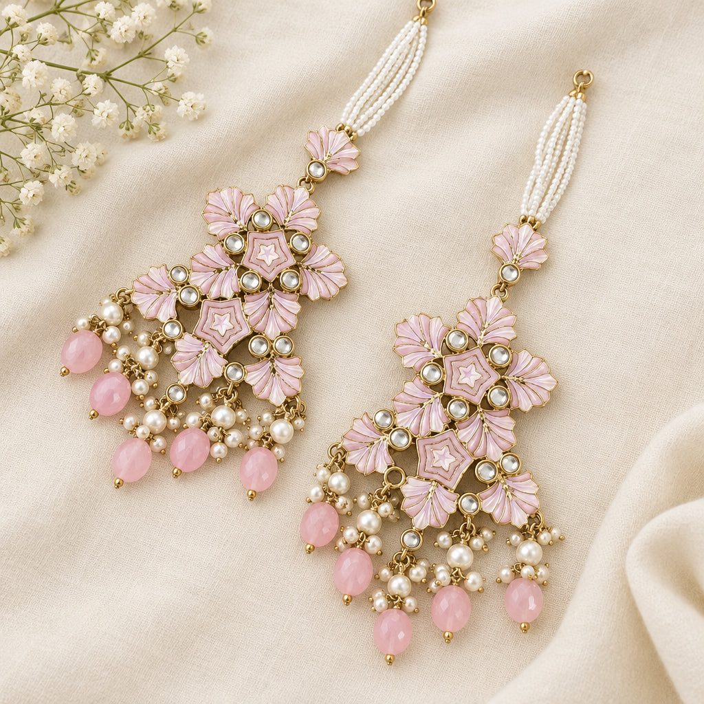 Libas Chandbalis with Extension- Baby Pink