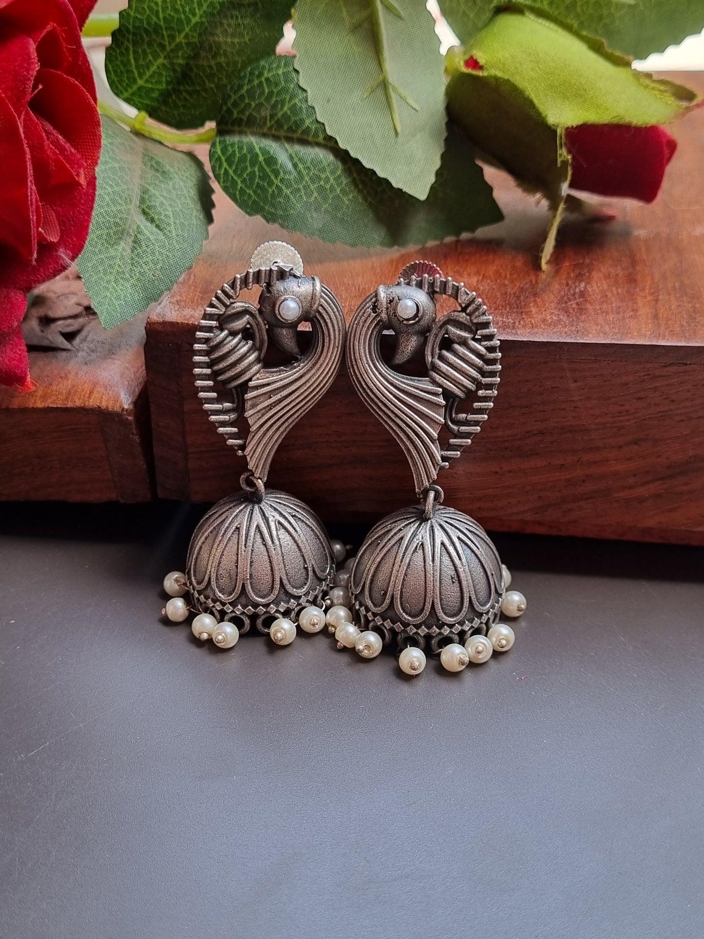 Peacock Brass Jhumka