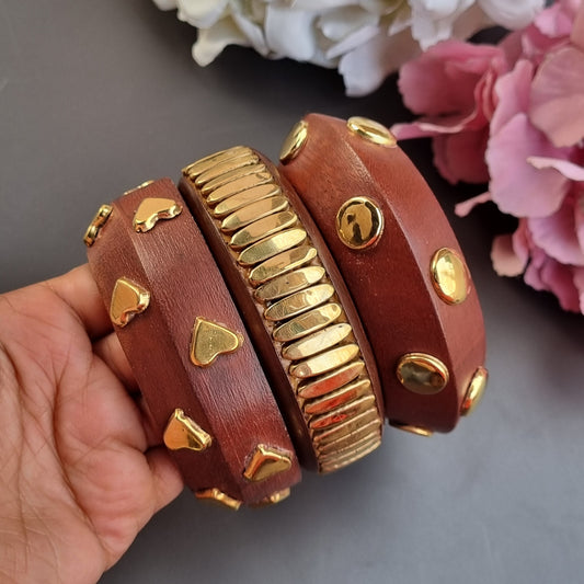 Set of 3- Wooden Bangles stack