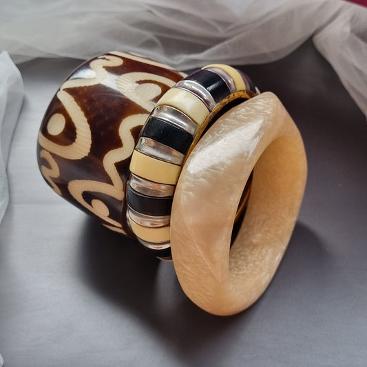 Set of 3- Wooden Bangles stack