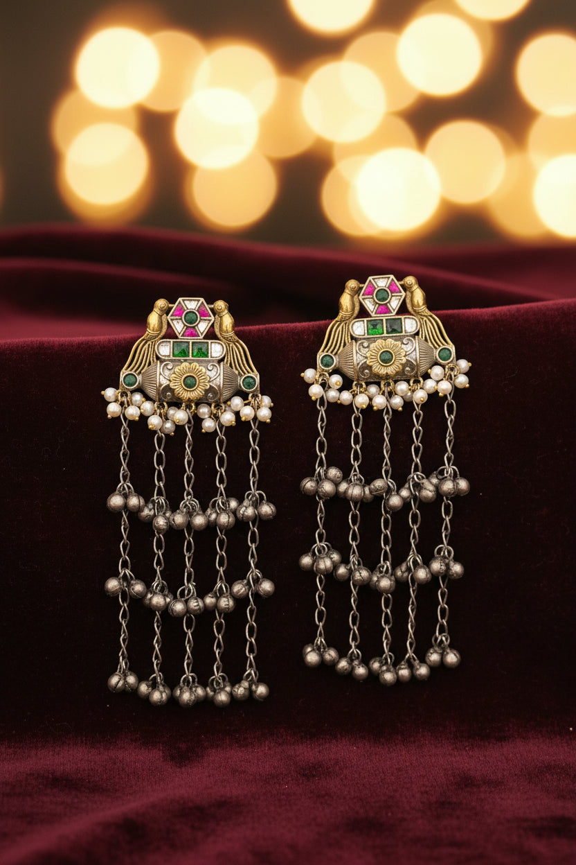 Saniya Dual tone Pachi Statement Earrings