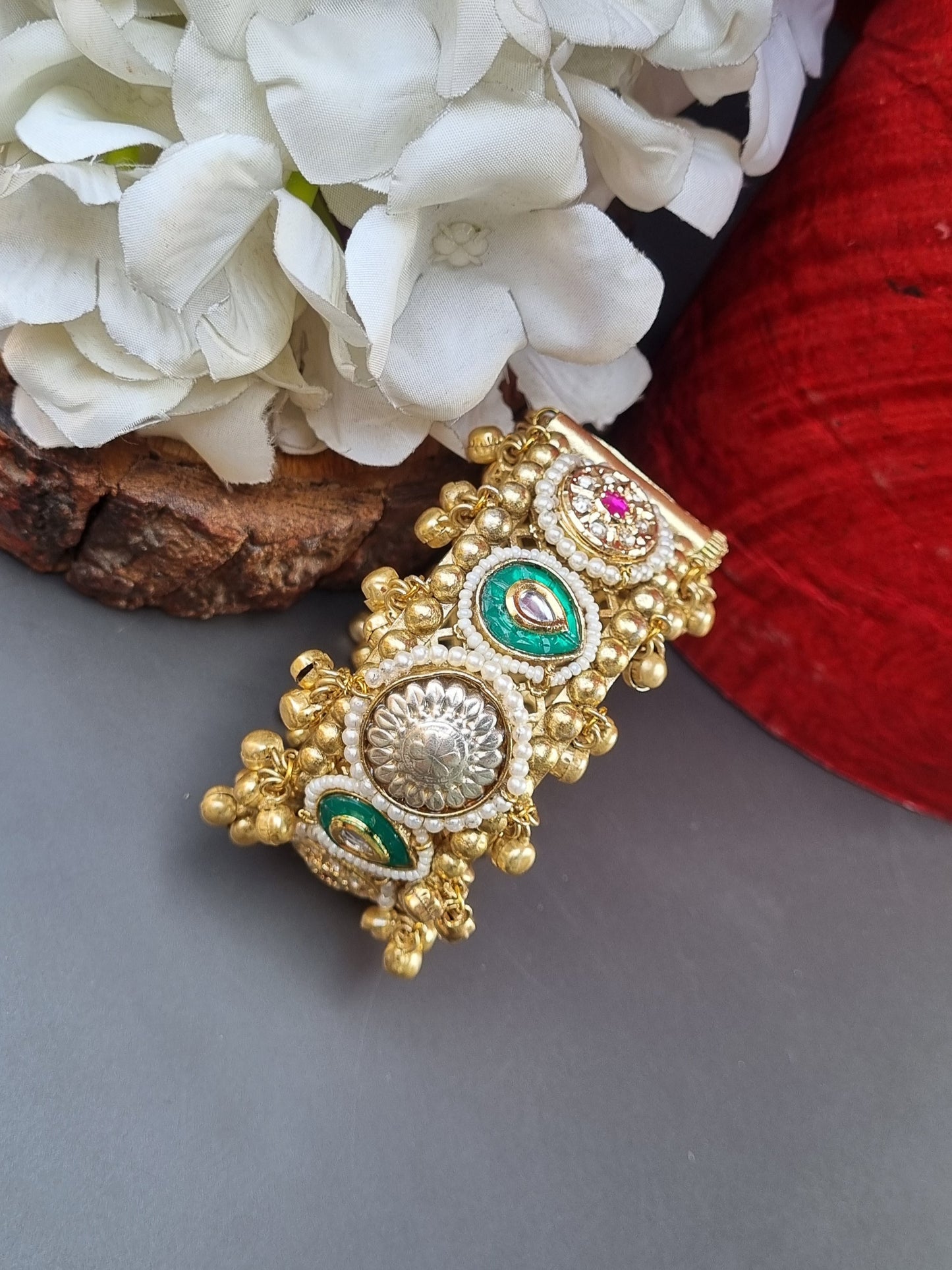 Golden Statement Ghunghru Kada- Green