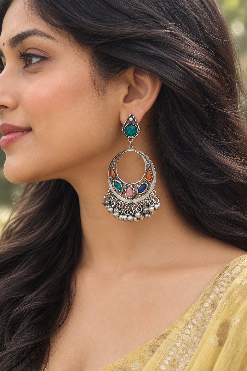 Aarzo Oxidised Chandbali/ Earrings