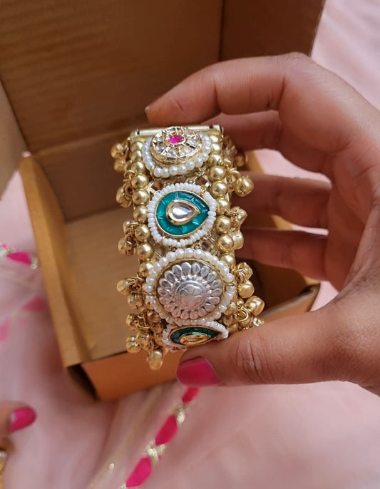 Golden Statement Ghunghru Kada- Green