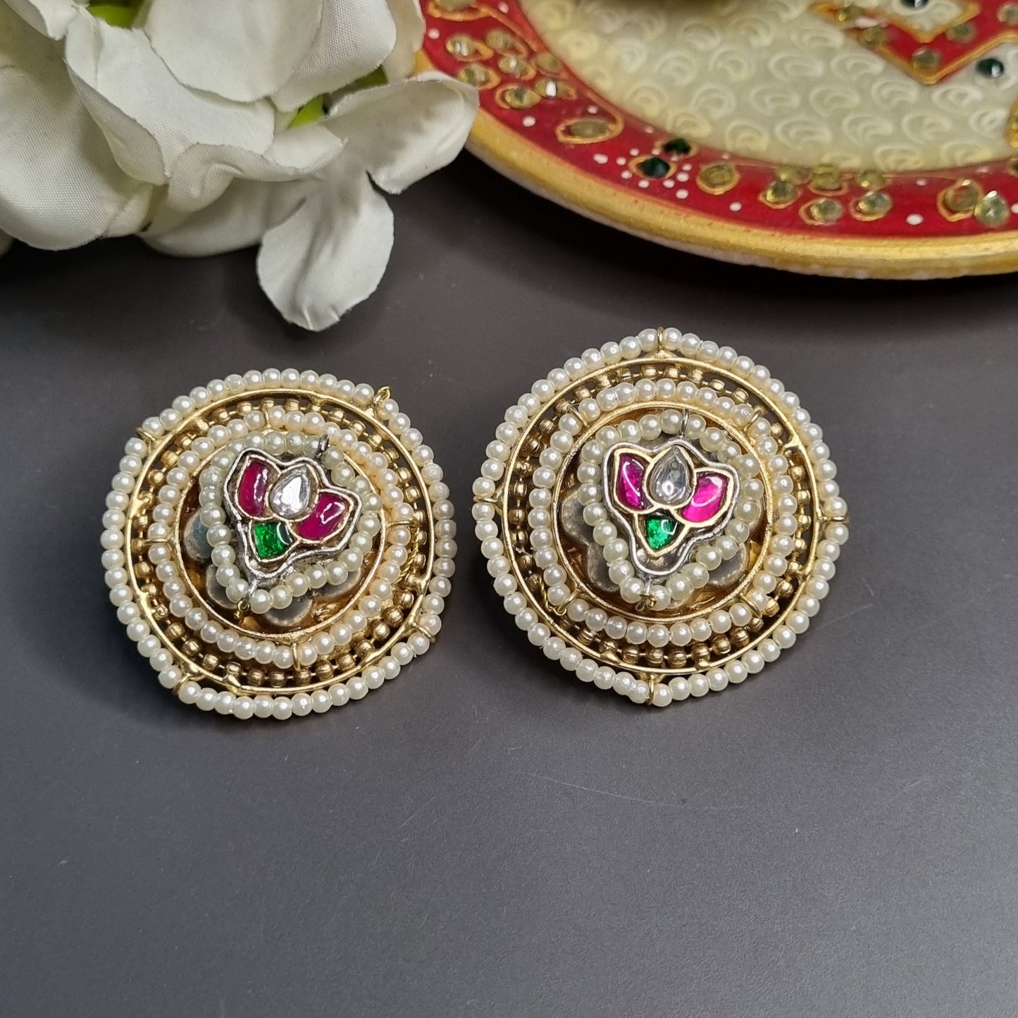 Pachi Kundan Ear Studs
