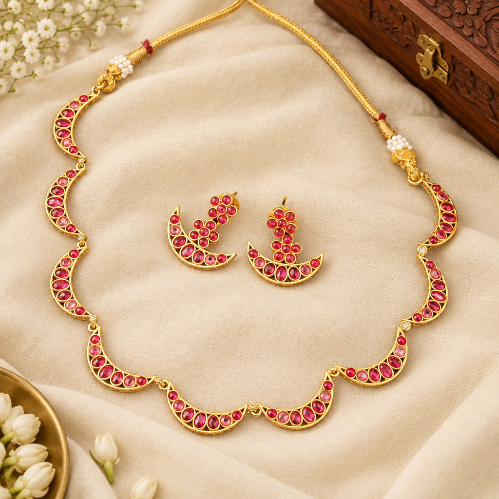 Real Pachi Kundan Sleek Necklace Set
