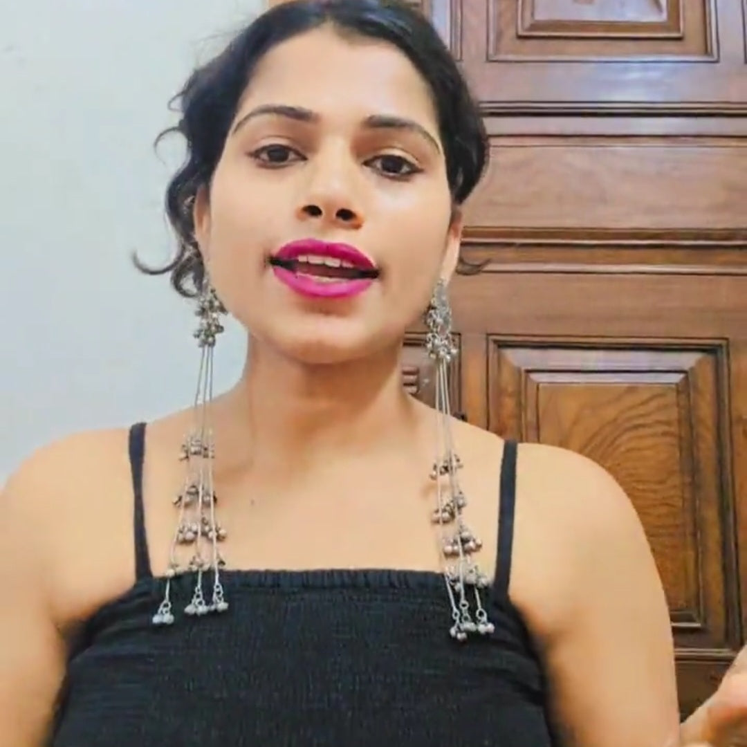 Silver Oxidised Kashmiri Earrings
