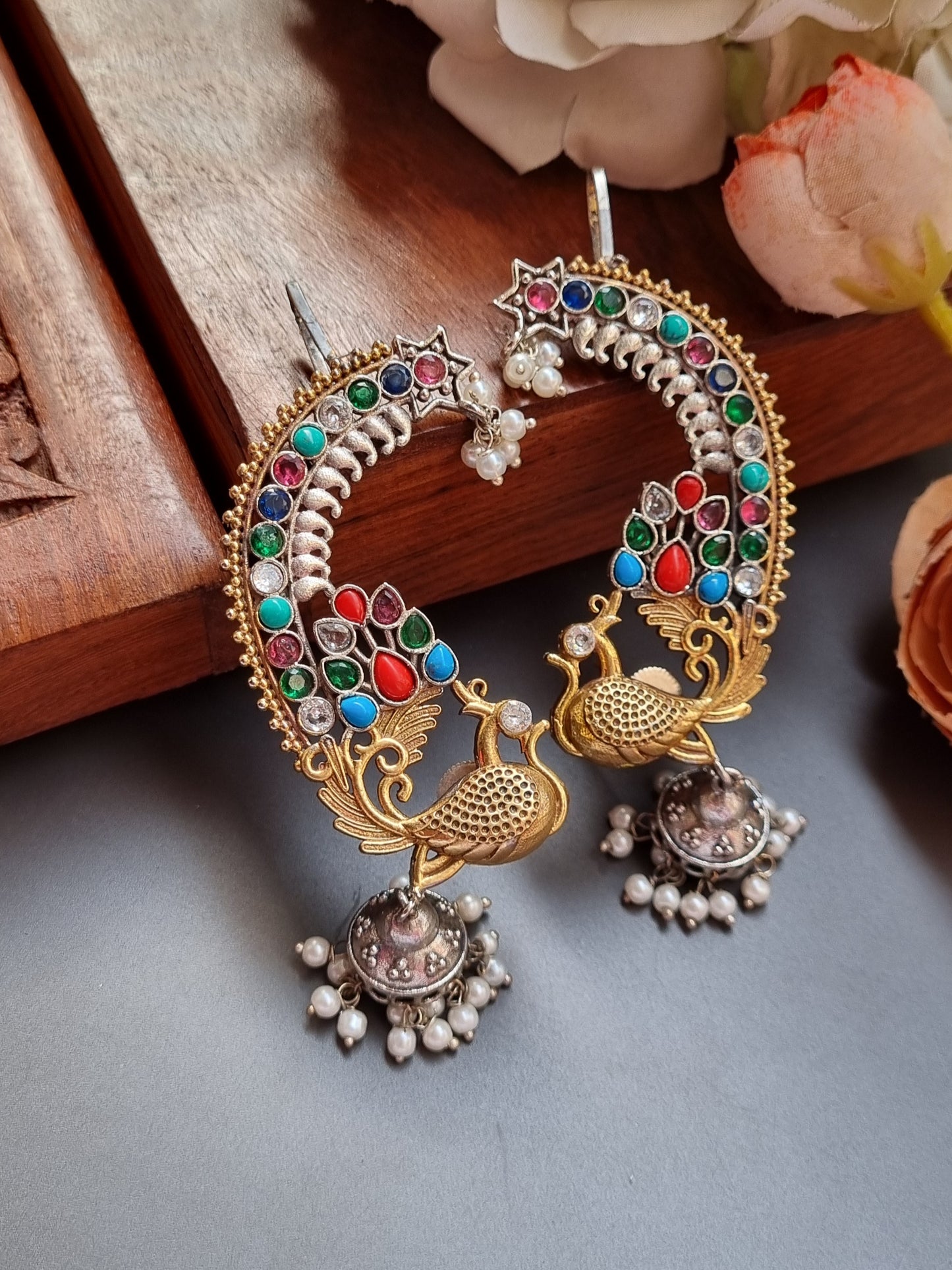 Peacock dual tone Earcuff