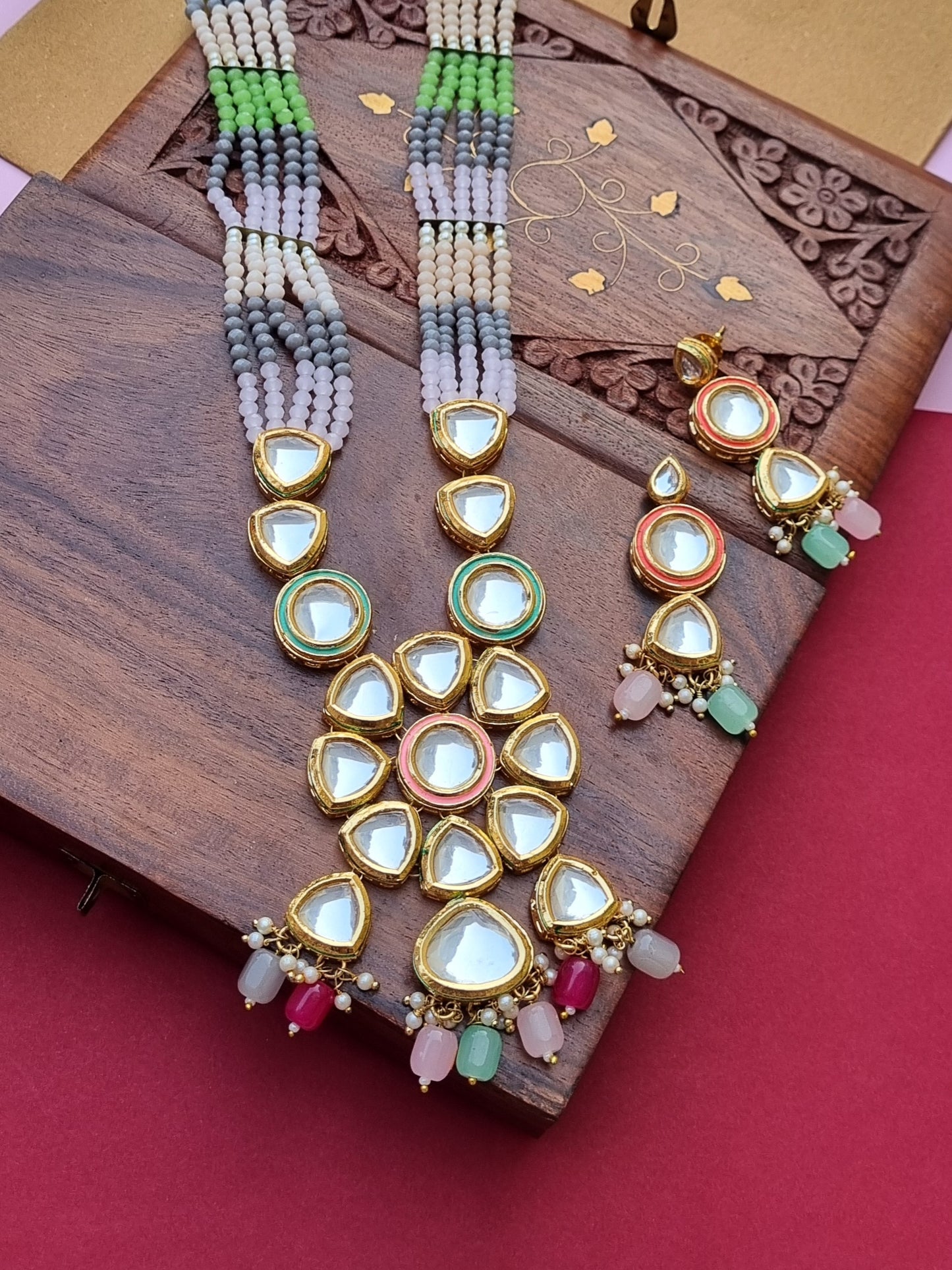 Kundan Pearl long Necklace set