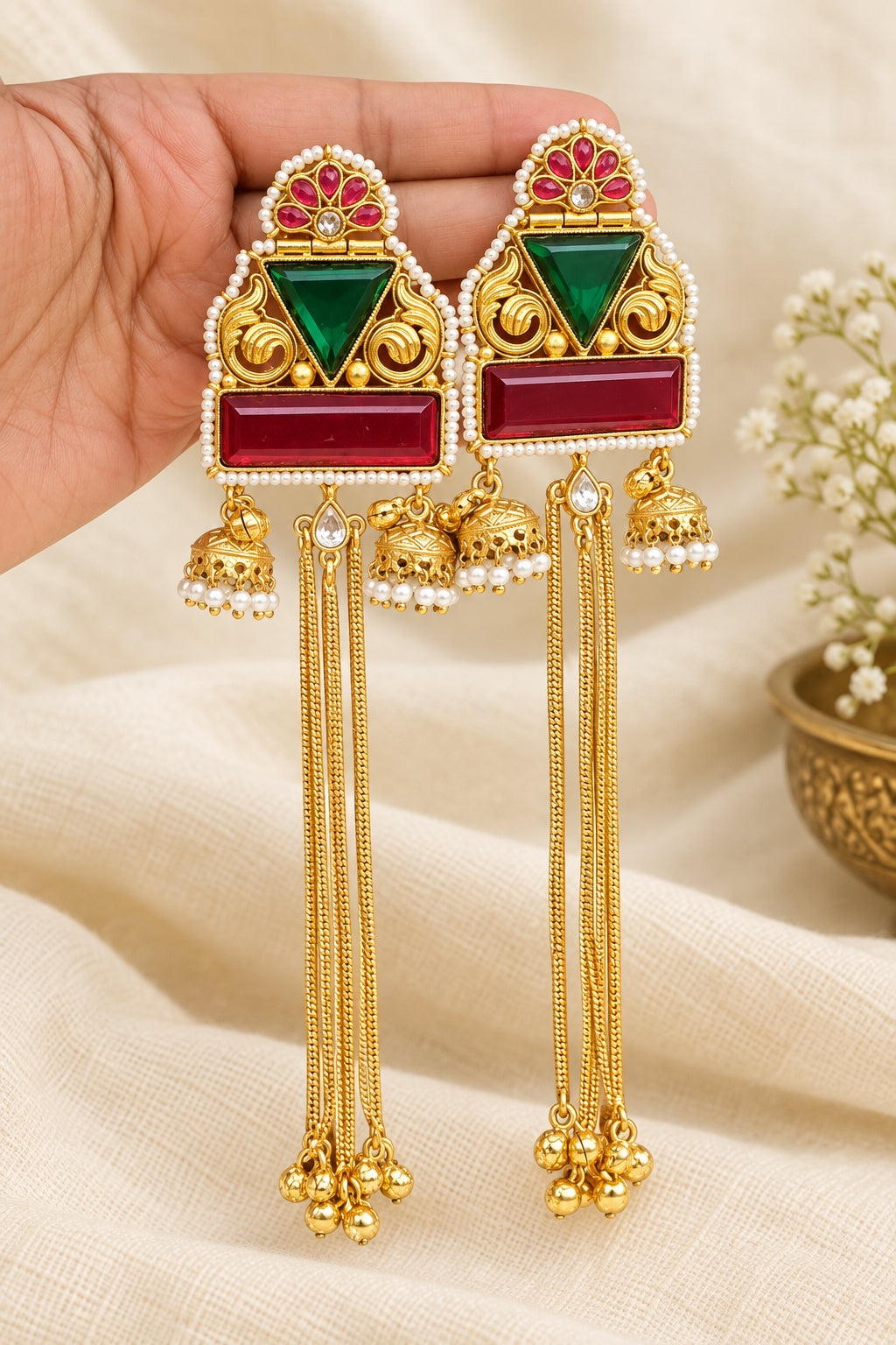 Golden Kashmiri Earrings
