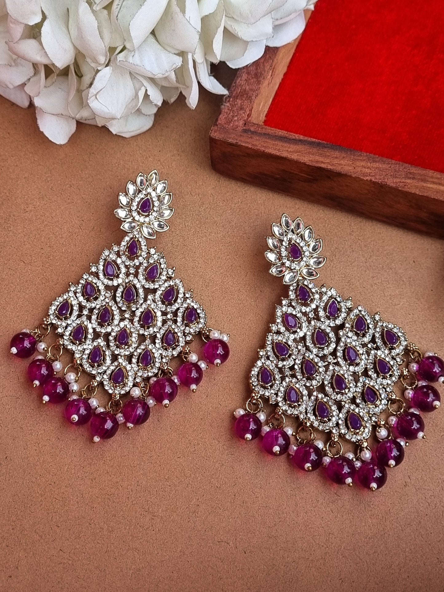 Pakhi Kundan Chandbalis - Purple
