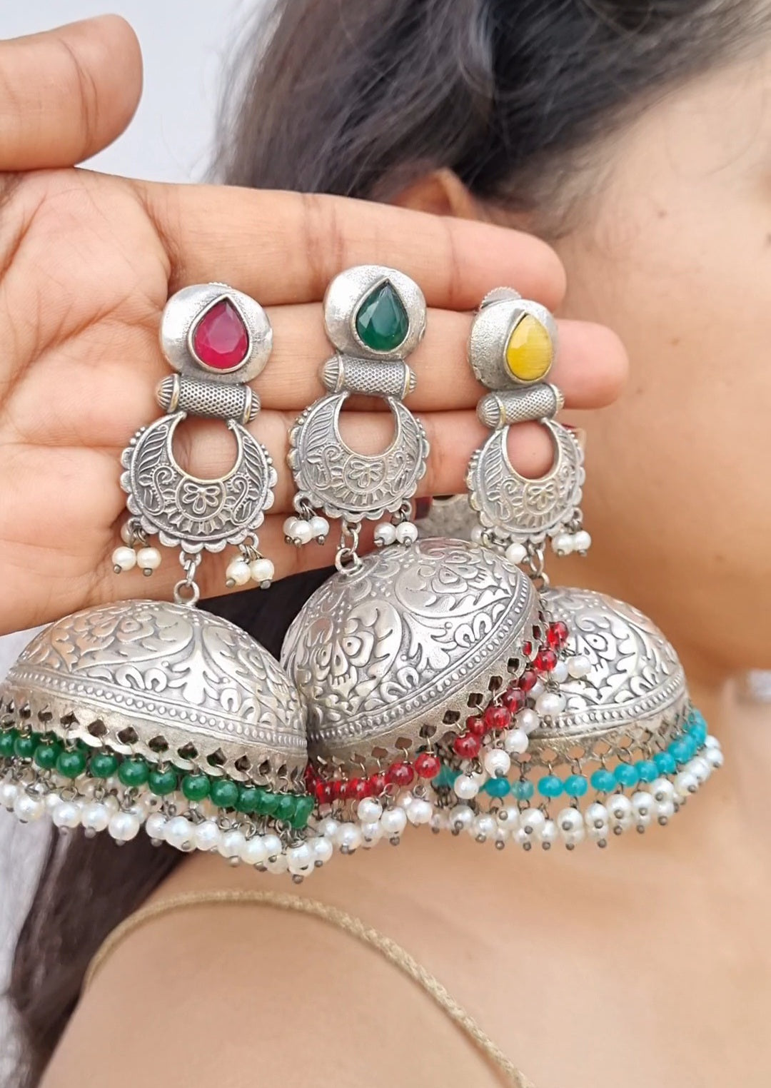 Ayana Silver Brass Jhumka