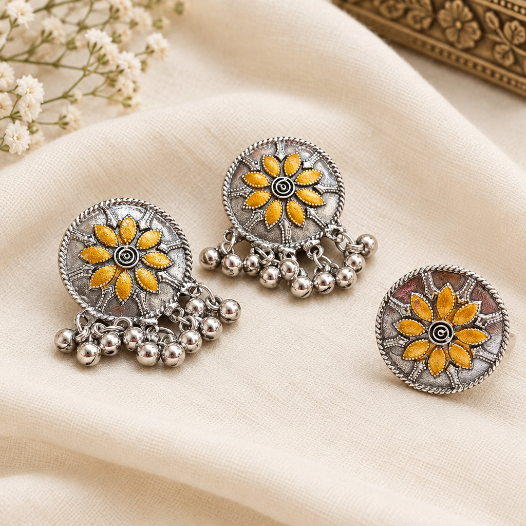 Dual tone oxidised Earrings