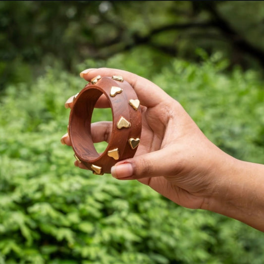 Heart Wooden Bangles- Single