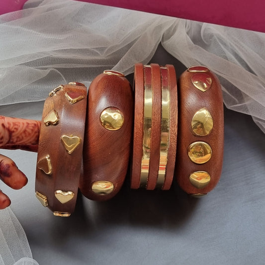 Set of 4- Wooden Bangles stack