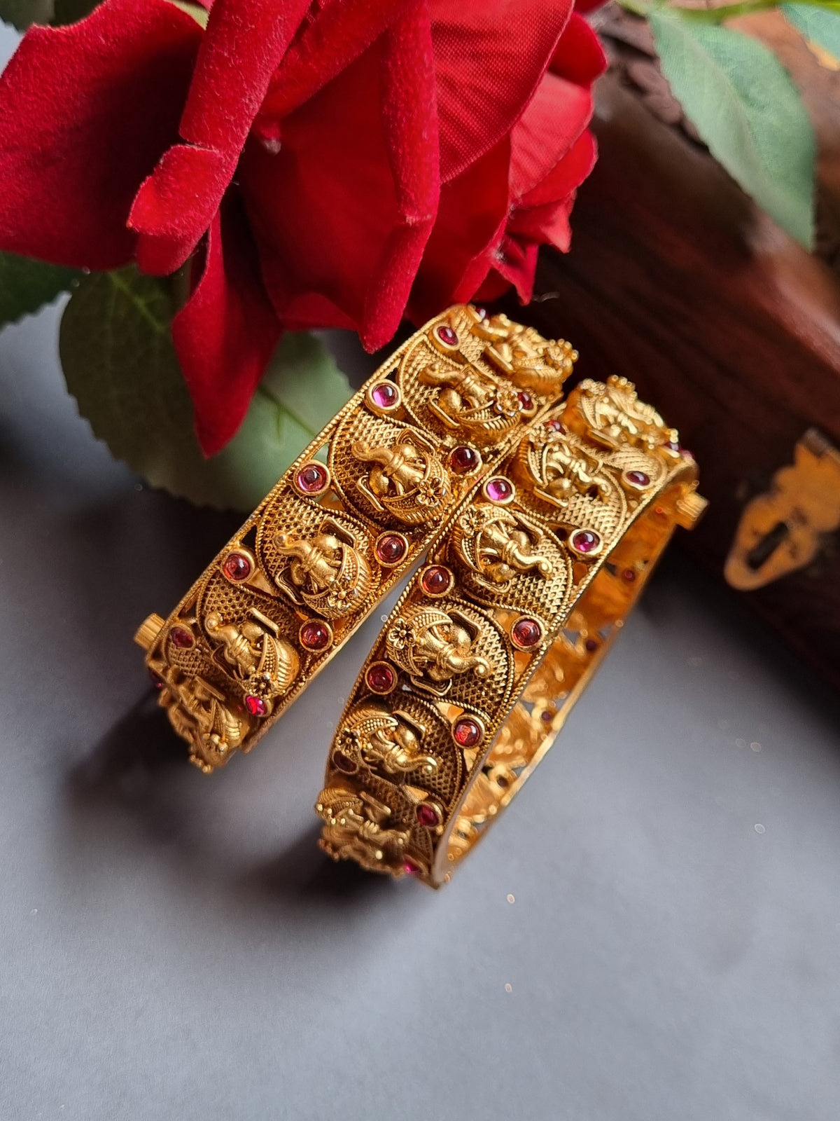 Ganesha Gold Plated Antique Kada/ Bangles