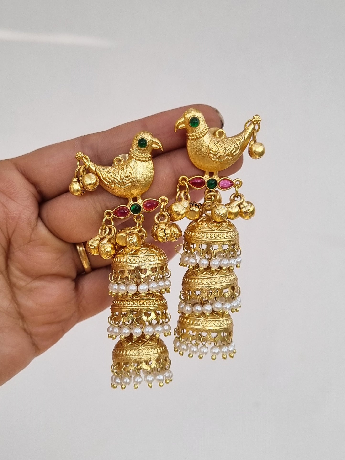 Golden Kashmiri layered Earrings