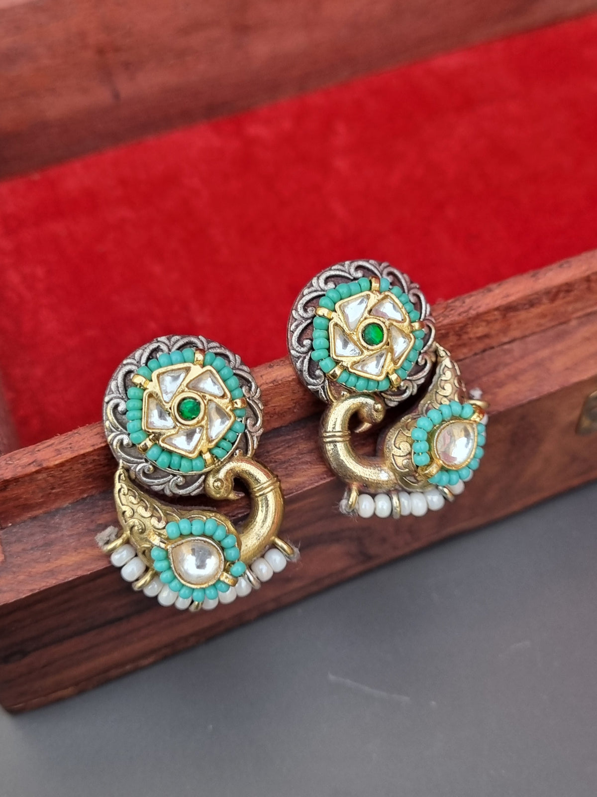 Sofia Dual tone Pachi Statement Earrings
