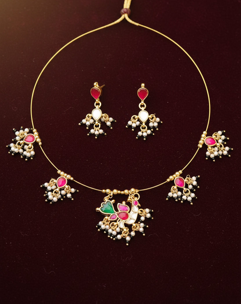 Invisible Pachi Kundan Necklace/ Choker Set