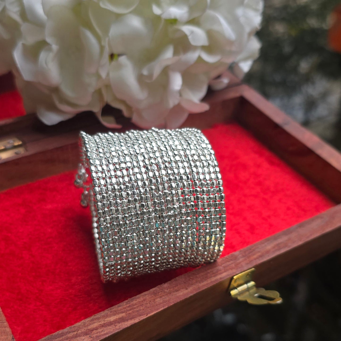 Shimar ToniQ sliver / golden beaded spiral cuff Bracelet