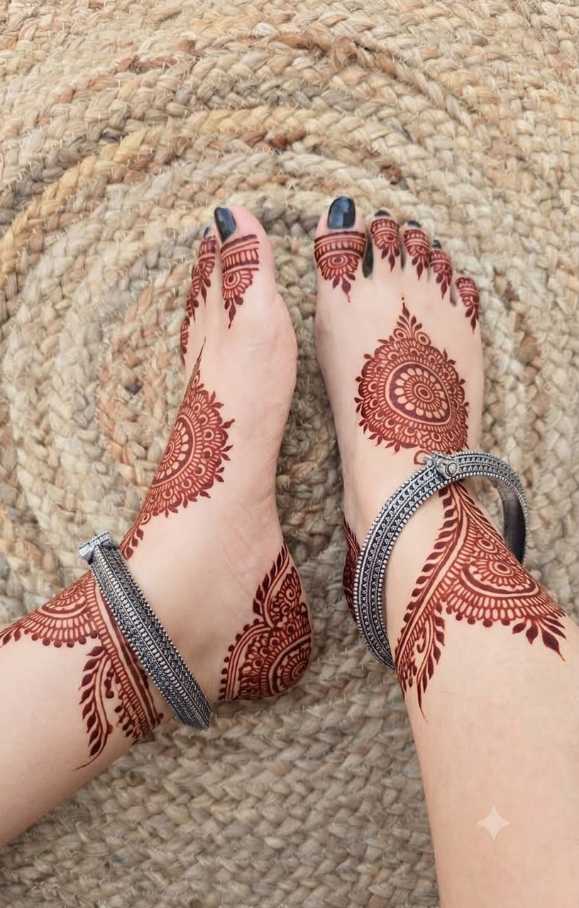 German Silver Rajasthani Hasli Anklets- Pair
