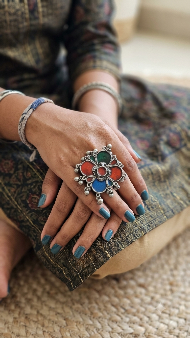 Enamel Oxidised Ring