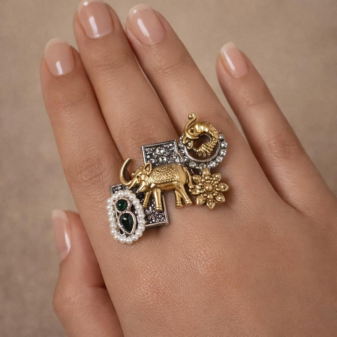 Gaj Dual tone Brass Ring
