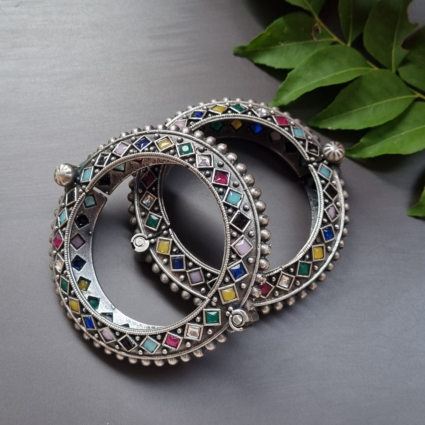 Multi stone Brass Kada- single