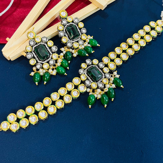 Green Kundan necklace set