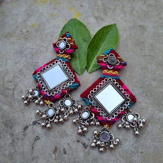 Fabric Mirror earrings