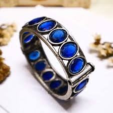 Blue stone Brass Kada