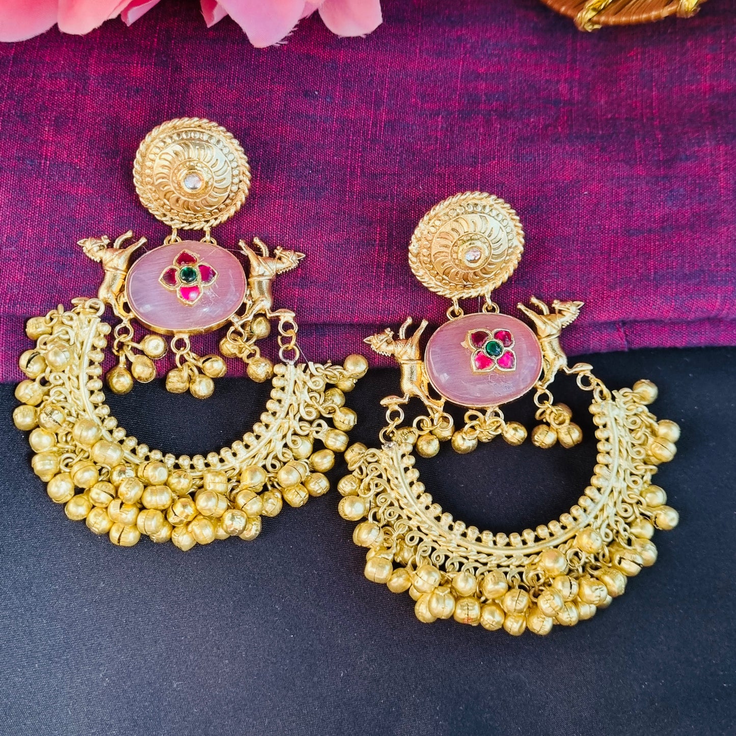 Golden statement earrings