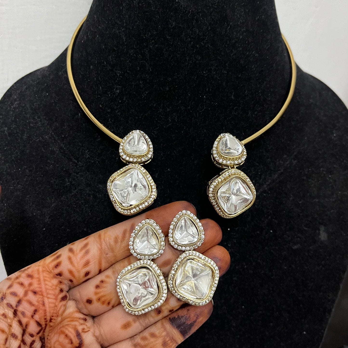 Moissanite Golden Hasli statement Set