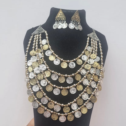 5 layered Coin Necklace Set