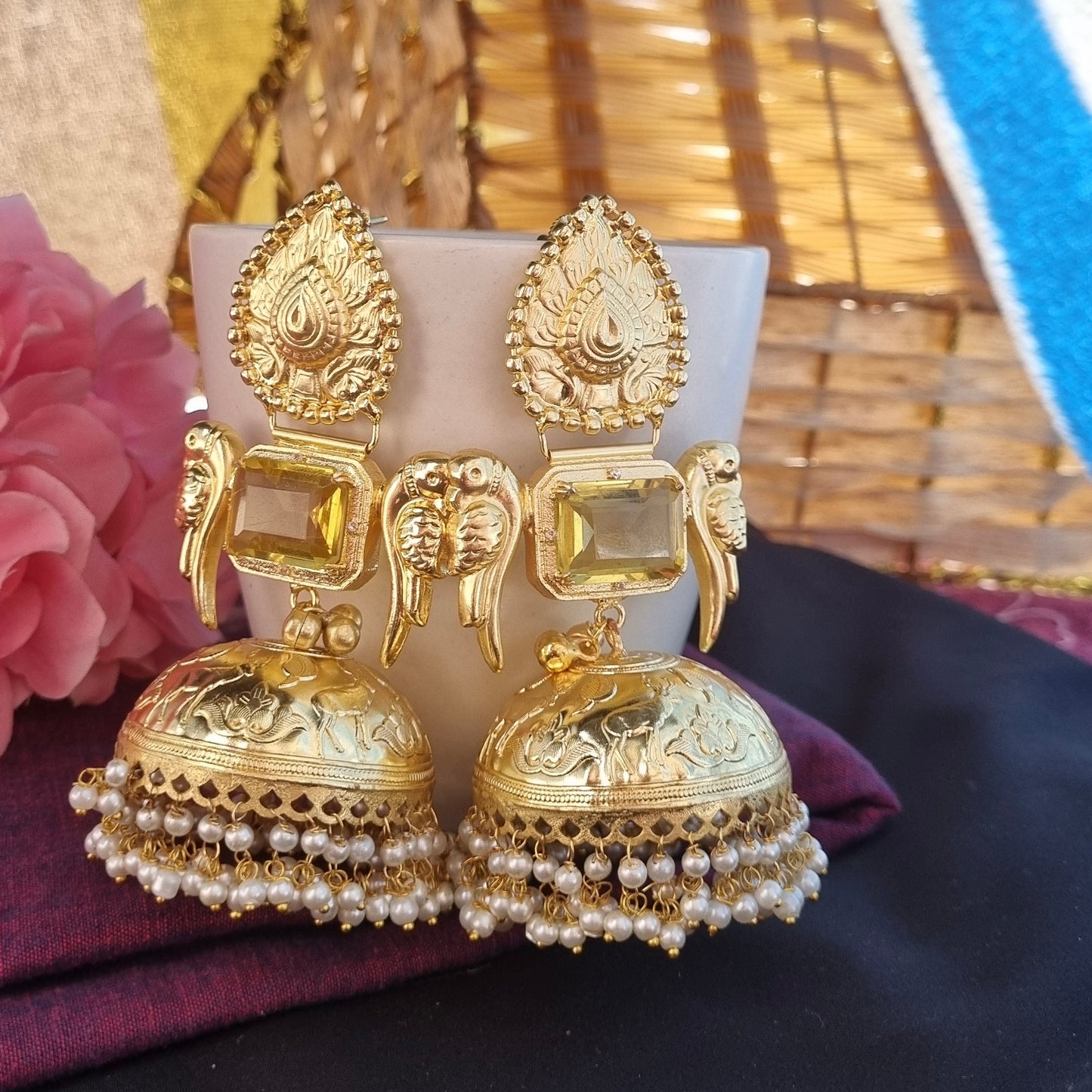 Mohini Golden statement jhumka