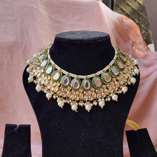 Radiya Bridal necklace set - Pearl kundan necklace