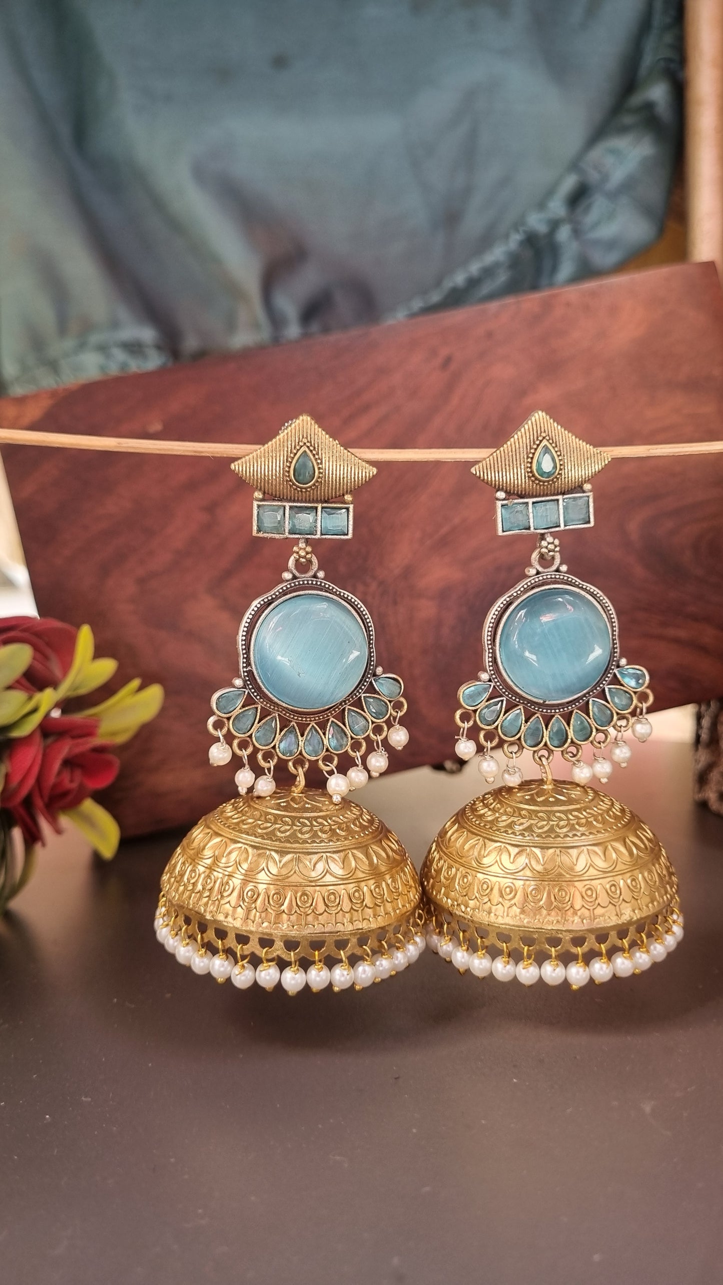 Khushi Brass dual tone Jhumka - Bahara Collection