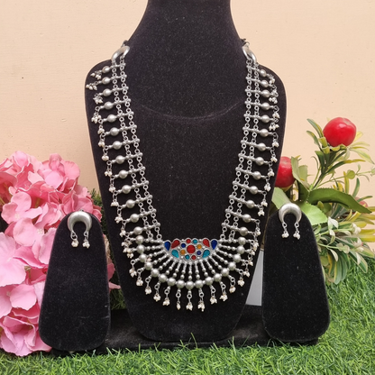 Maharani Necklace Set- Oxidised
