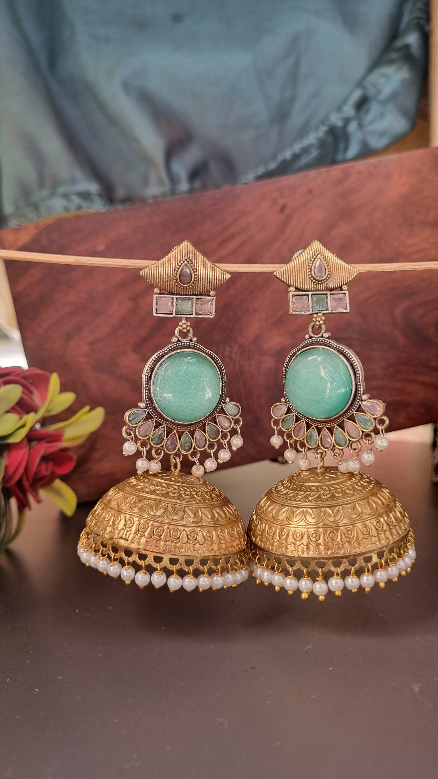 Khushi Brass dual tone Jhumka - Bahara Collection