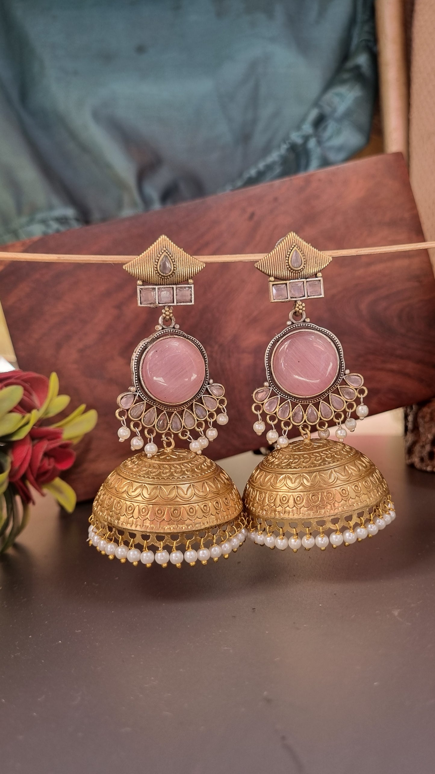 Khushi Brass dual tone Jhumka - Bahara Collection