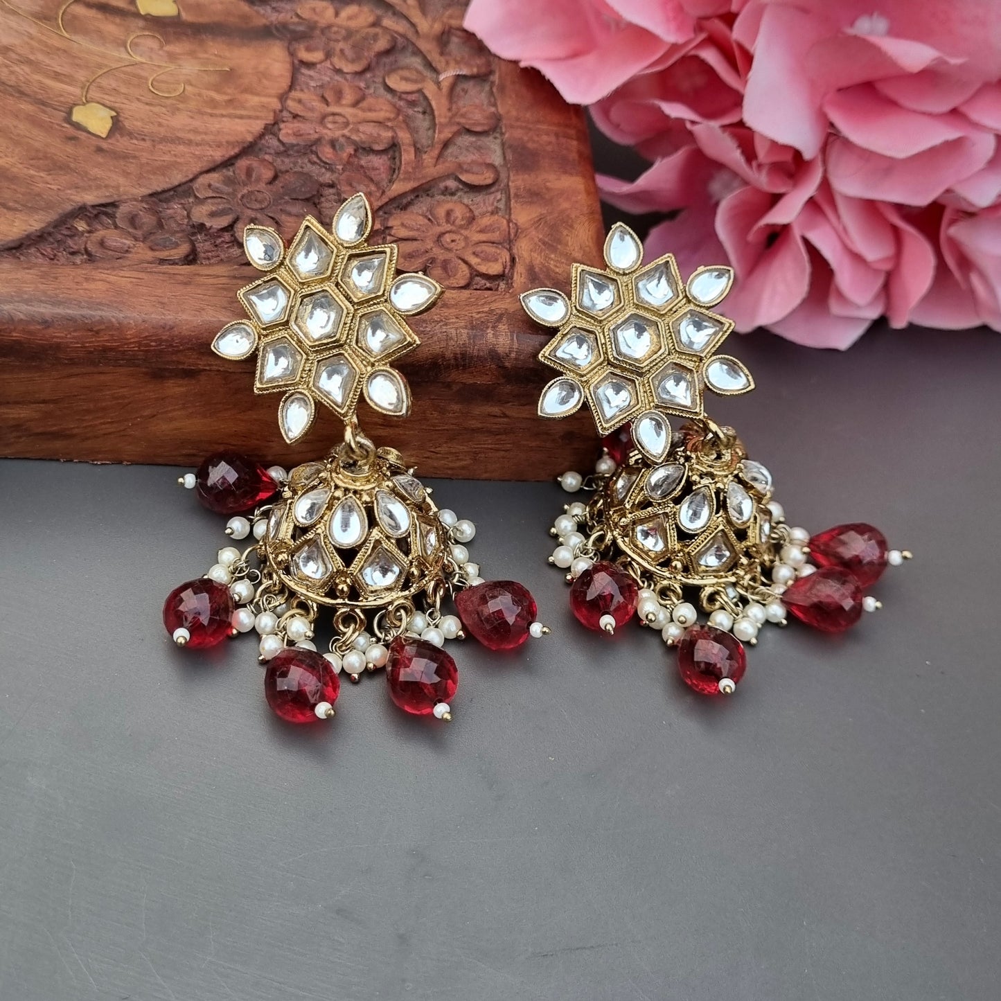 Jhumka - red color