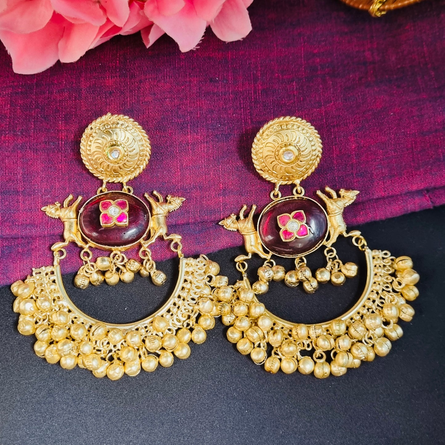 Golden statement earrings