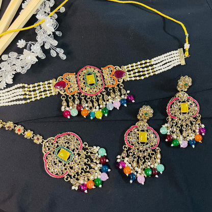 Afreen necklace set - Pakistani trend- kundan necklace