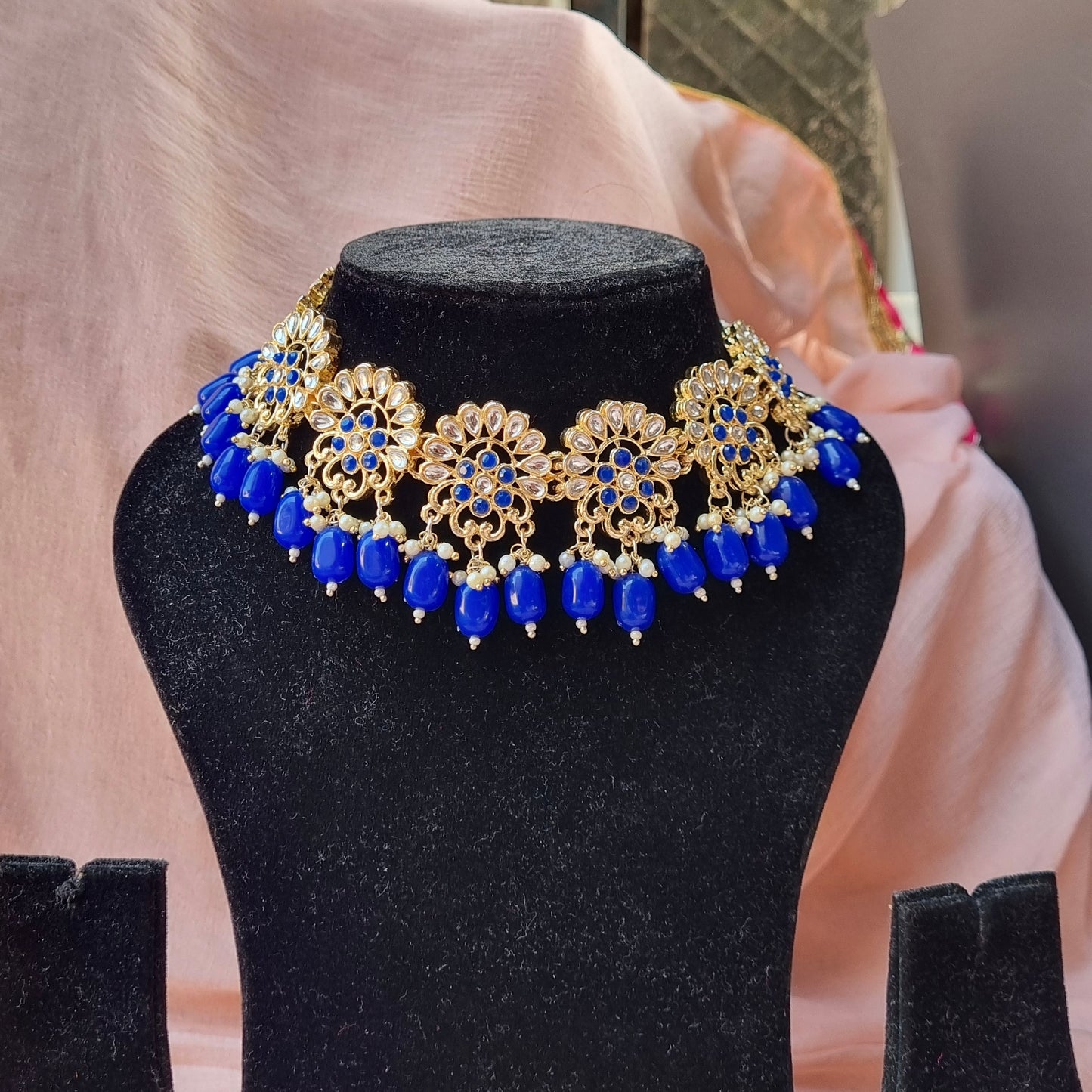 Blue Kundan Choker Set