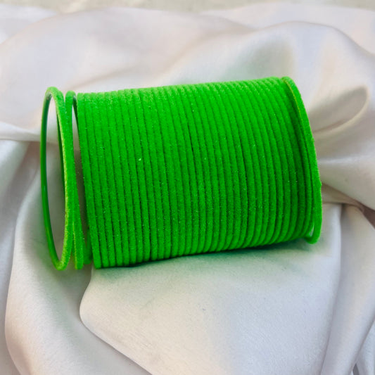 Parrot Green Velvet Bangles