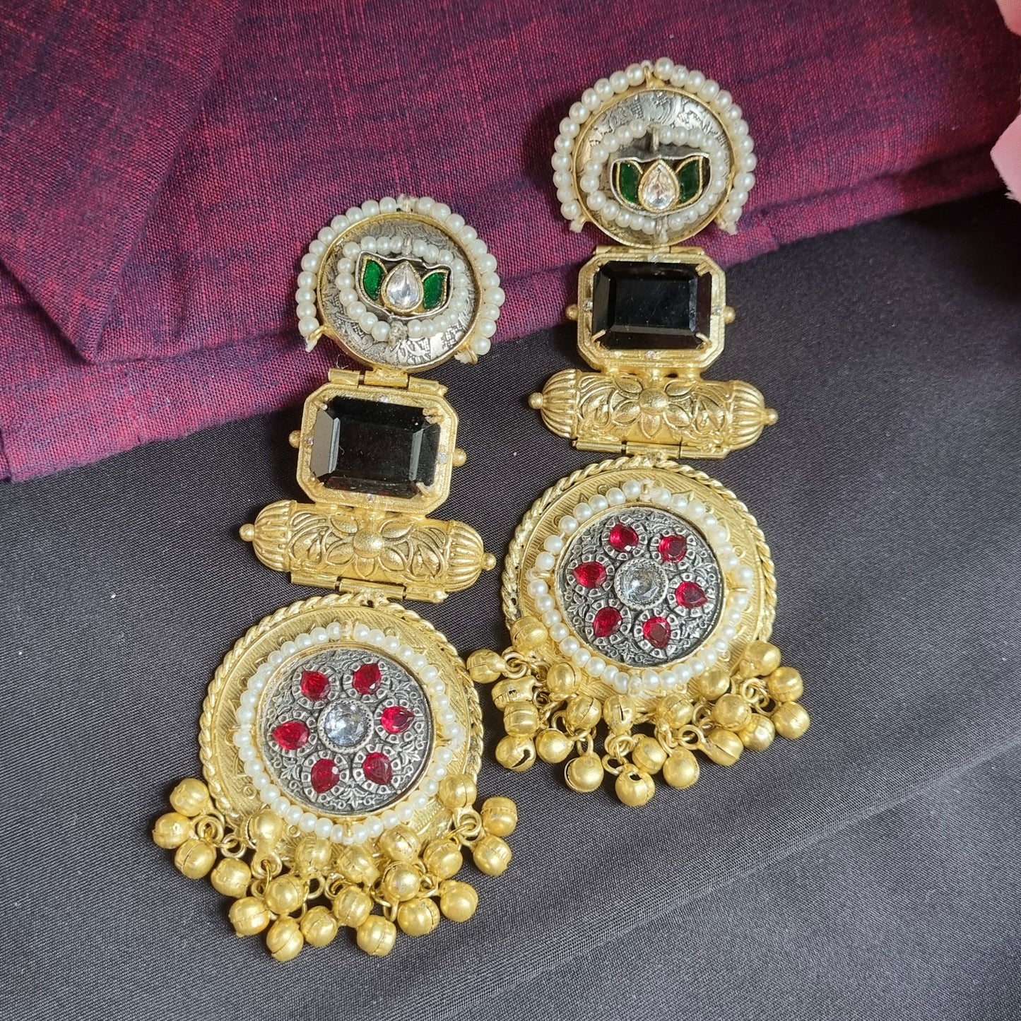 Golden statement earrings