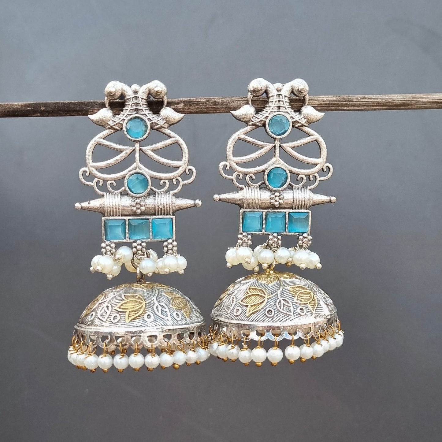 Peacock Dual Tone Jhumka